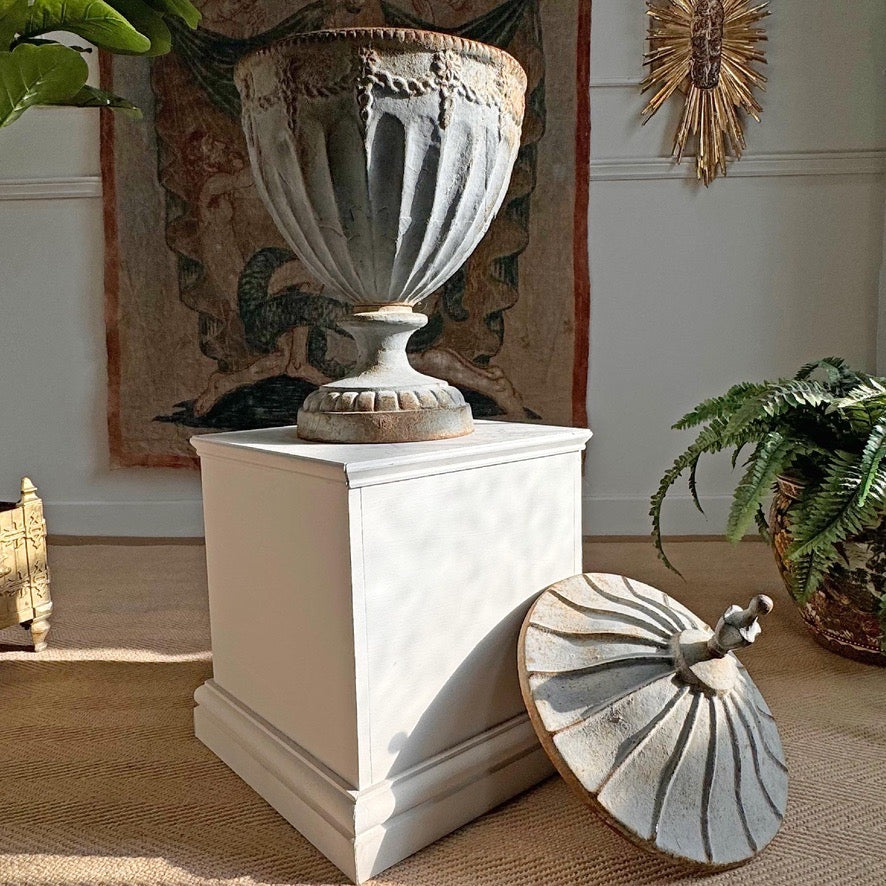 Antique Adam Style Cast Iron Urn attributed to the Carron Iron Works