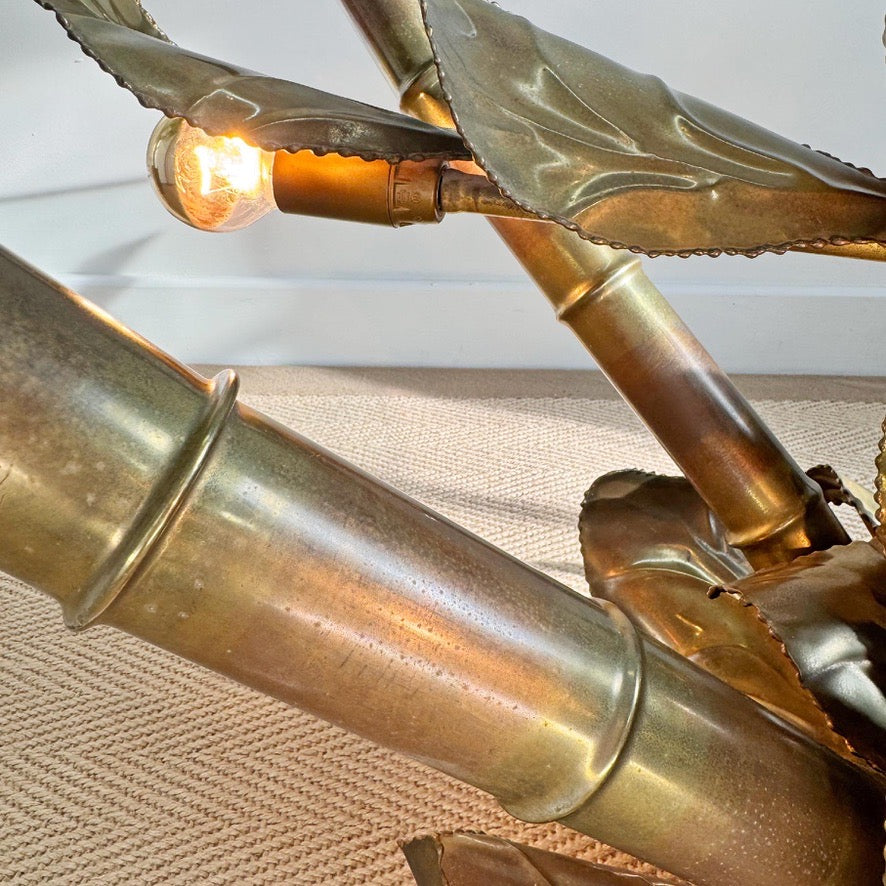 Maison Jansen Faux Bamboo Illuminated Gold Table 1970's