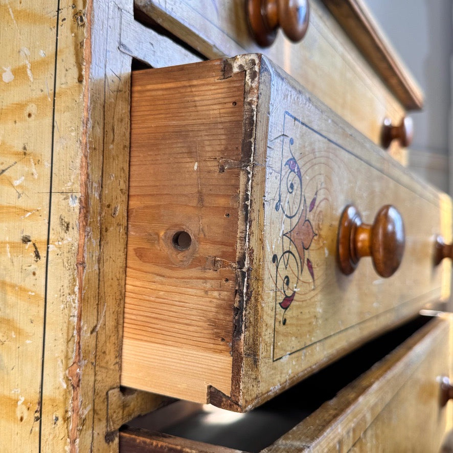 Antique Painted Chest Of Drawers Circa 1850