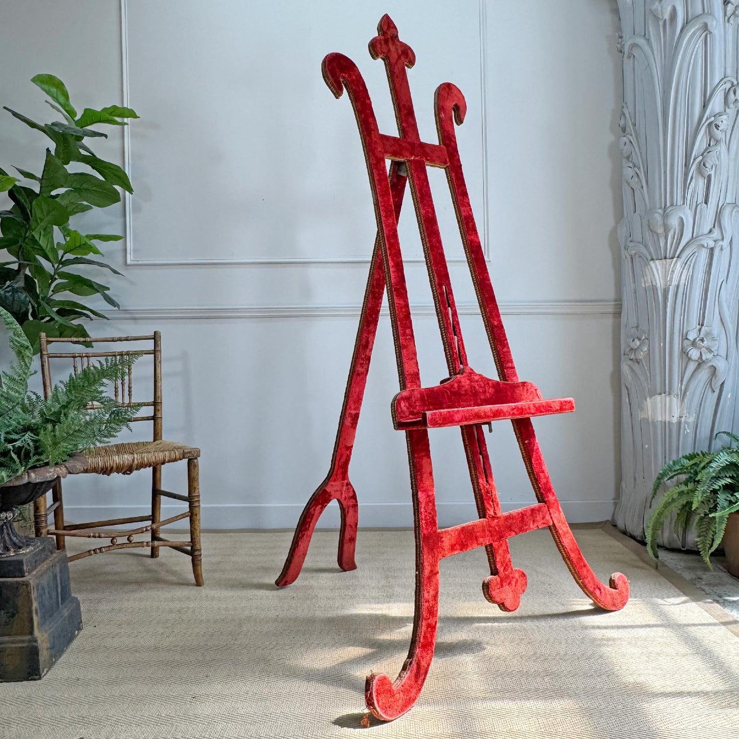 A Rare 19th Century French Gothic Revival Velvet Wrapped Studio Easel