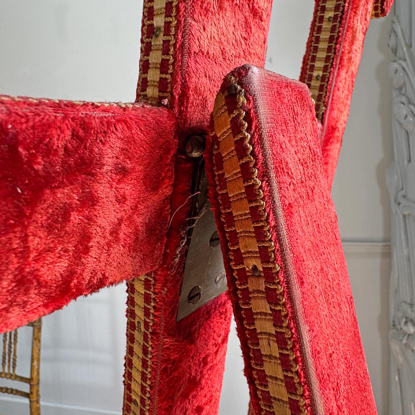 A Rare 19th Century French Gothic Revival Velvet Wrapped Studio Easel