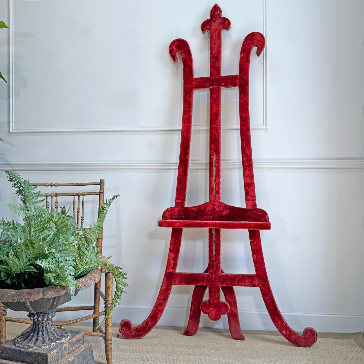 A Rare 19th Century French Gothic Revival Velvet Wrapped Studio Easel