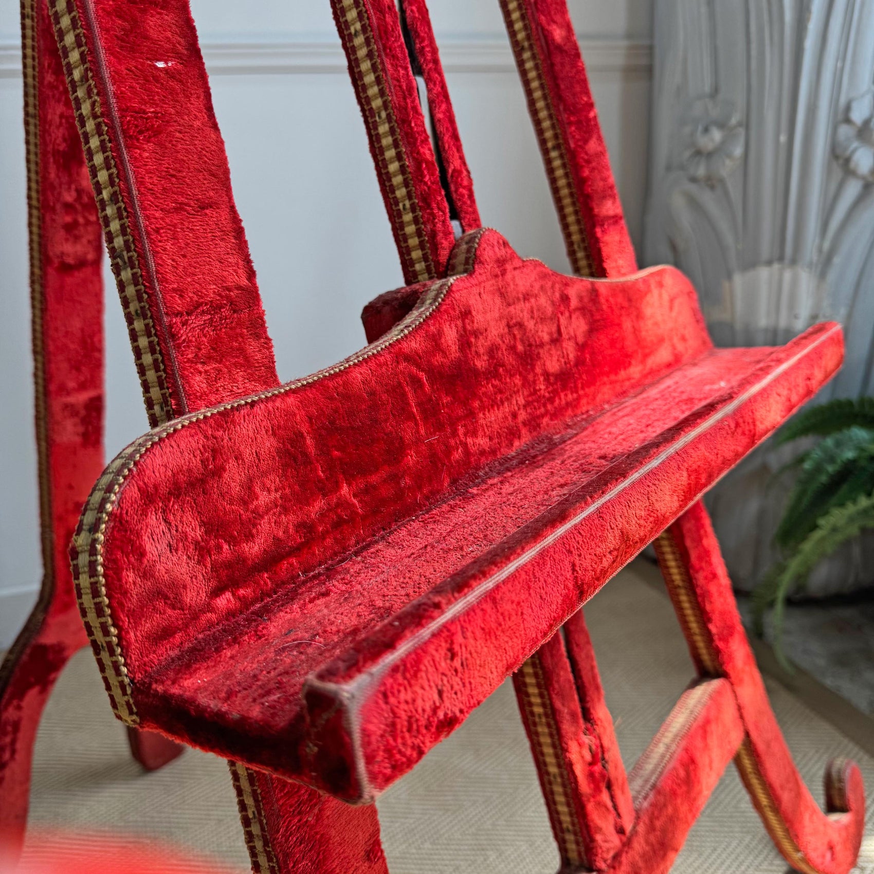 A Rare 19th Century French Gothic Revival Velvet Wrapped Studio Easel