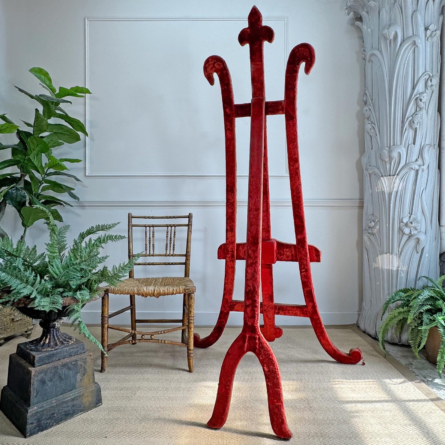 A Rare 19th Century French Gothic Revival Velvet Wrapped Studio Easel