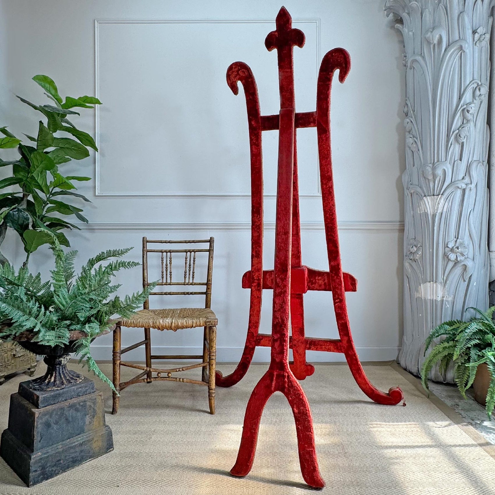 A Rare 19th Century French Gothic Revival Velvet Wrapped Studio Easel
