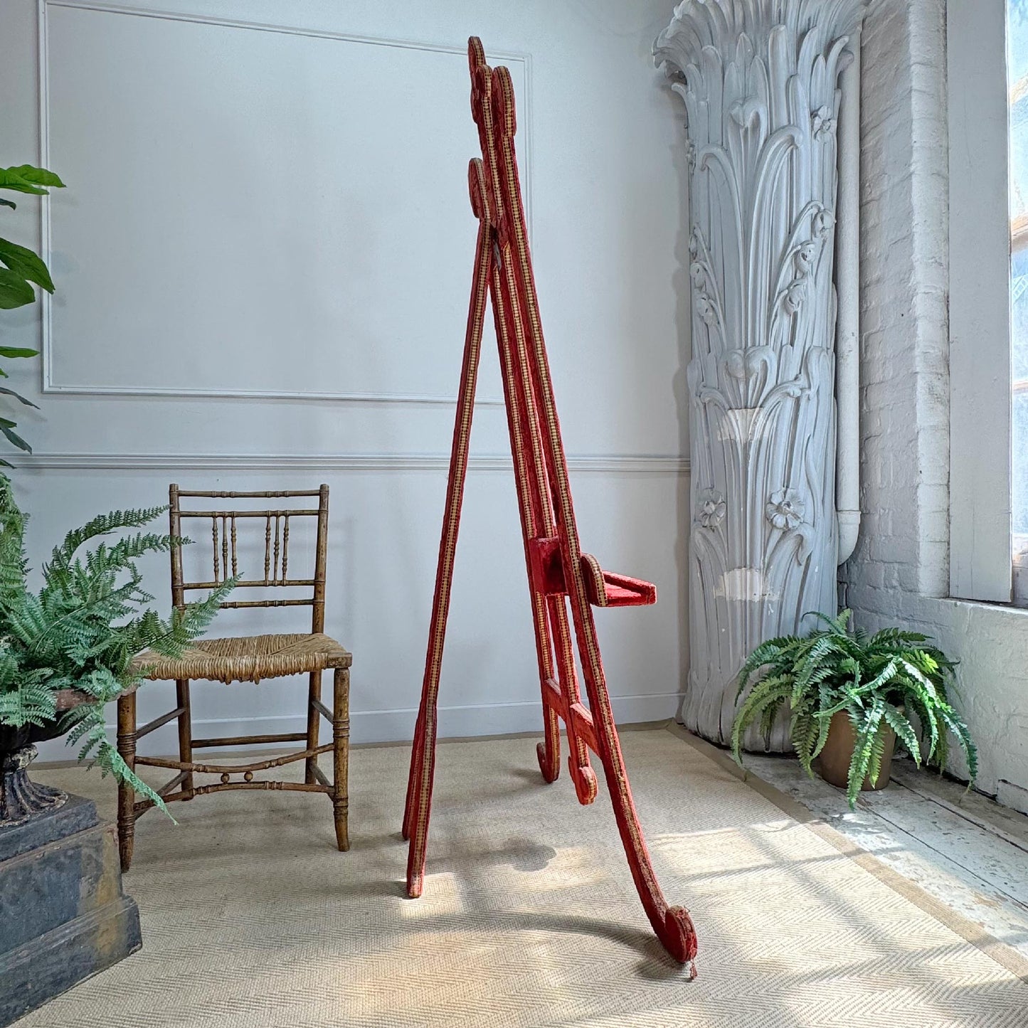 A Rare 19th Century French Gothic Revival Velvet Wrapped Studio Easel