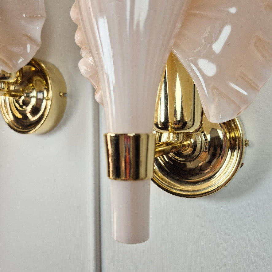 Barovier and Toso Pink Murano Glass Wall Lights
