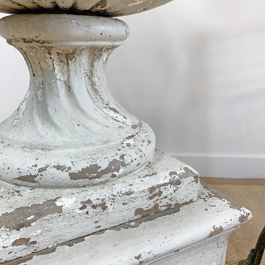 19th Century White Terracotta Tazza Urn on Plinth