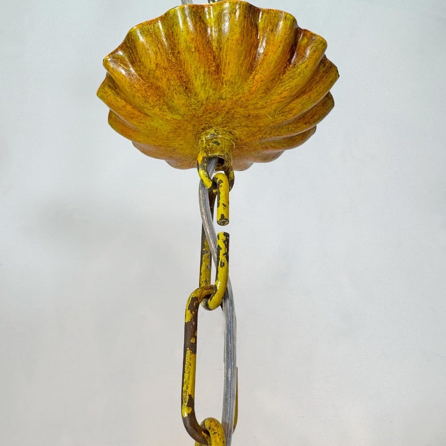 Antique Faux Bamboo Palm Leaf Chandelier France 1930's