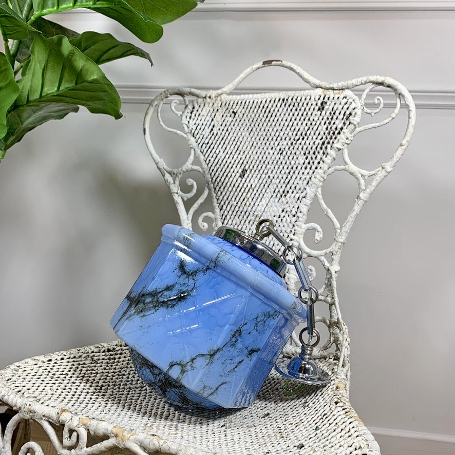 1920s German Art Deco Blue Glass Ceiling Pendant Light
