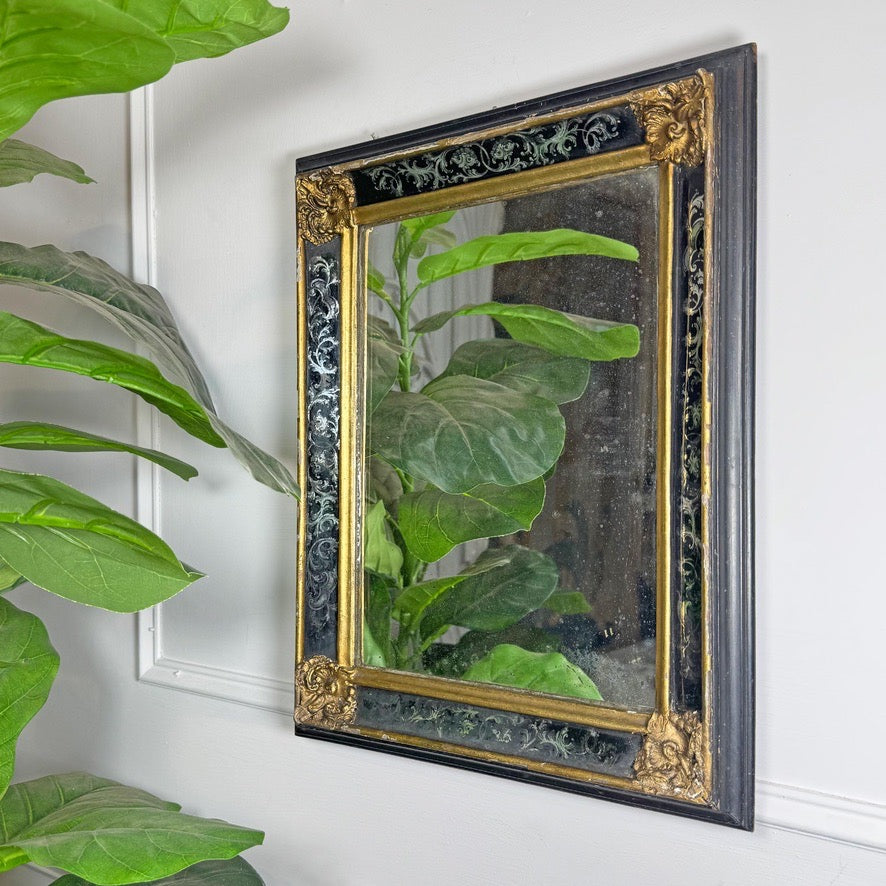 Late 19th Century Gilt and Black Eglomise Wall Mirror