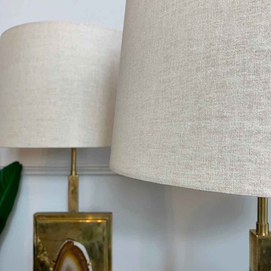 Superb Pair of Willy Daro Agate and Brass Table Lamps