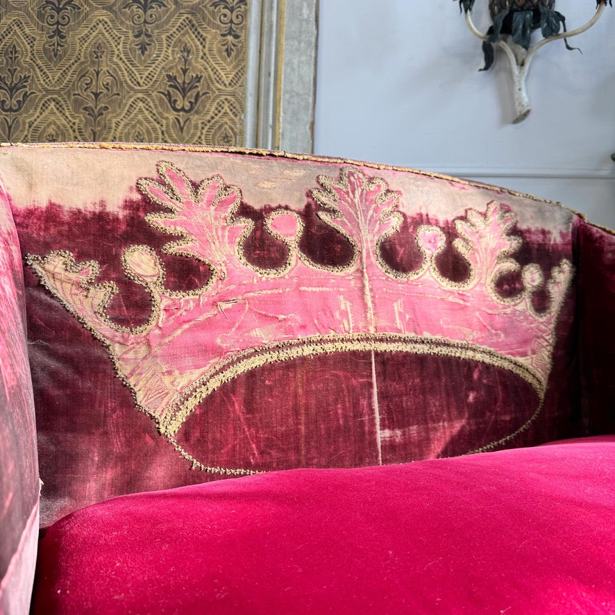 18th Century French Sleigh Form Ducal Crown Chair of Significant Importance