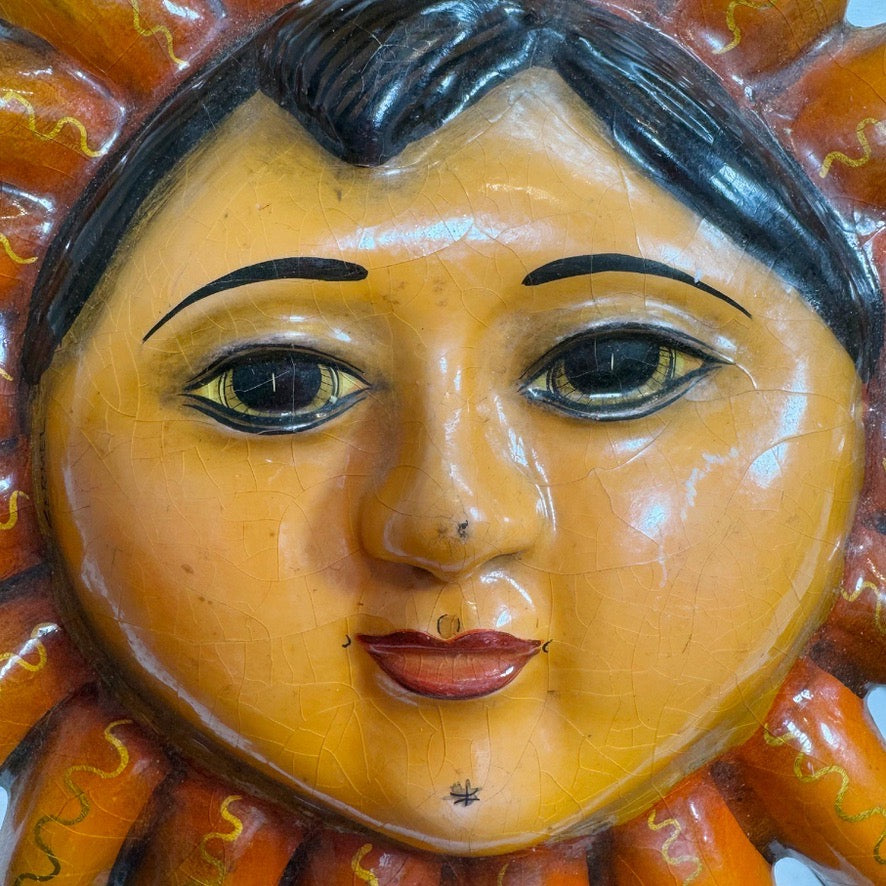Pair of Sermel Sergio Bustamante Papier Mache Sun Faces