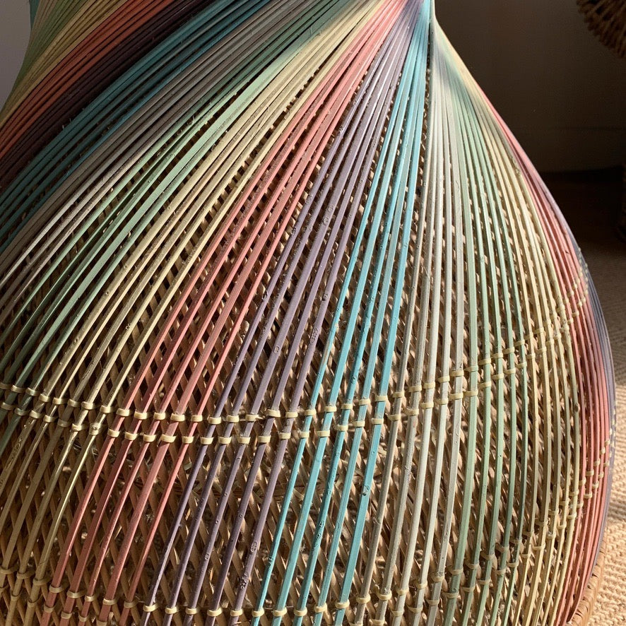 Italian Rainbow Rattan 'Emmanuelle' Peacock Coffee Table 1970's