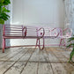 Early Victorian Scroll Arm Wrought Iron Pink Bench of Exceptional Proportions