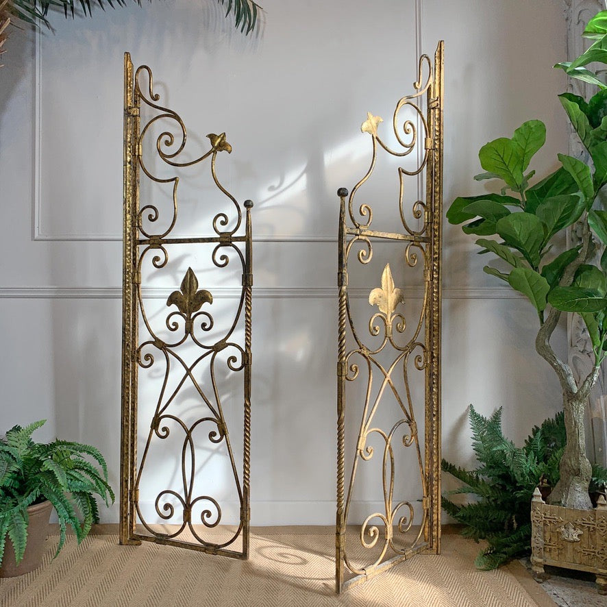 Pair of Wrought Iron Gilt Spanish Altar Gates