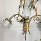 Art Nouveau Bronze and Glass Torchiere and Flower Chandelier circa 1905