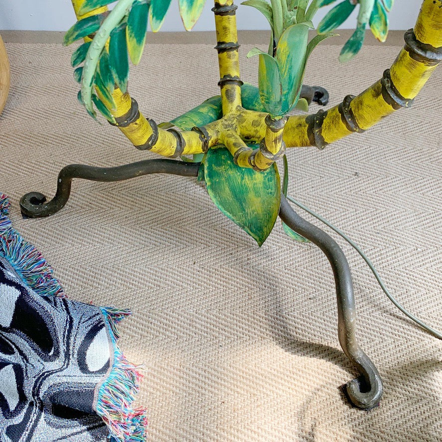 Polychrome Green Palm Tree Floor Lamp France 1940's