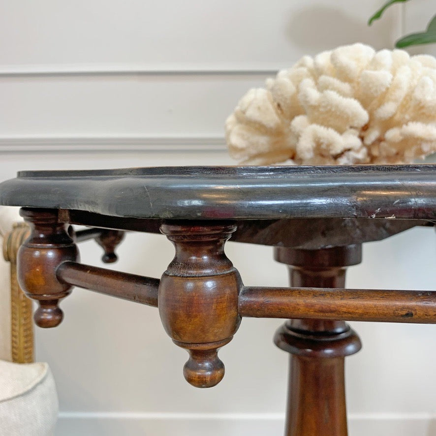Antique Swedish Gypsy Table With Walnut Veneer
