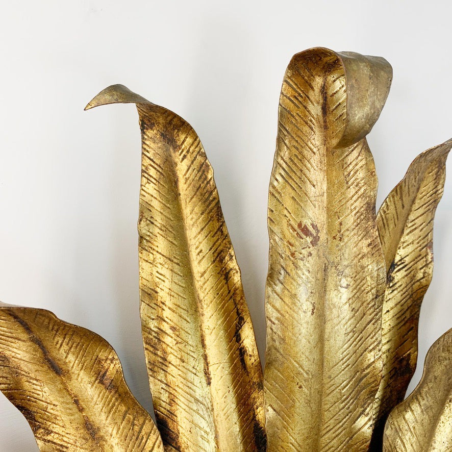 Pair of Italian Gilt Tole Palm Leaf and Coronet Wall Lights
