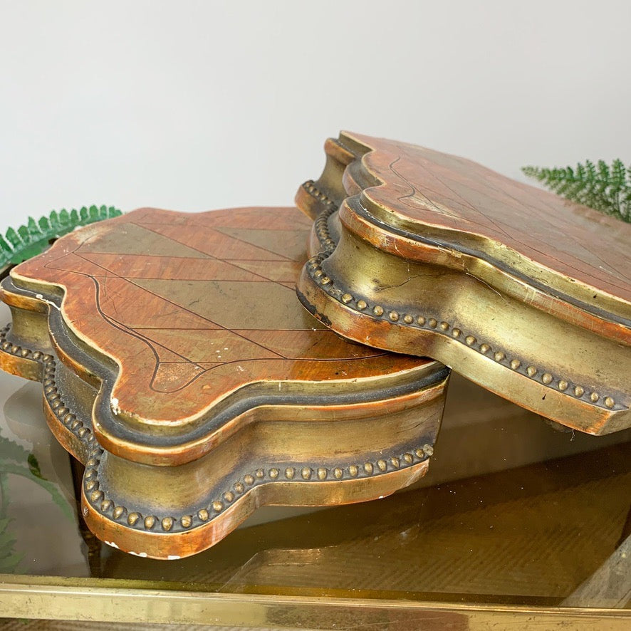 A Pair of 19th Century Carved Wood Gold Gesso Display Stands