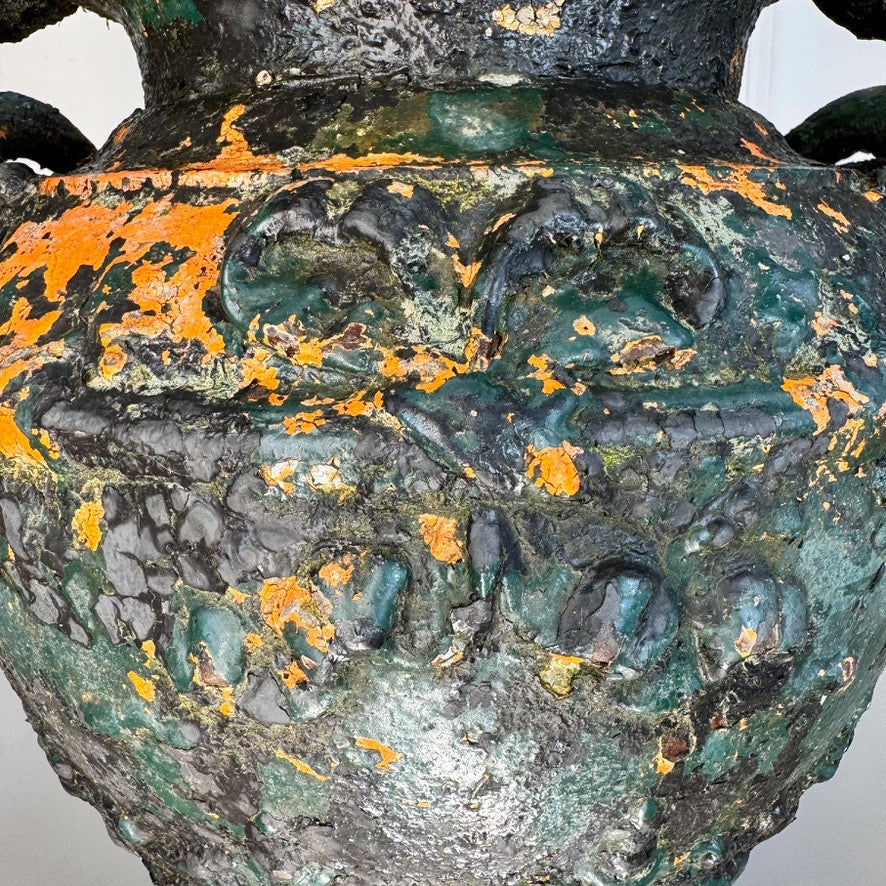 Antoine Durenne Foundry Satyr Mask Cast Iron Urn