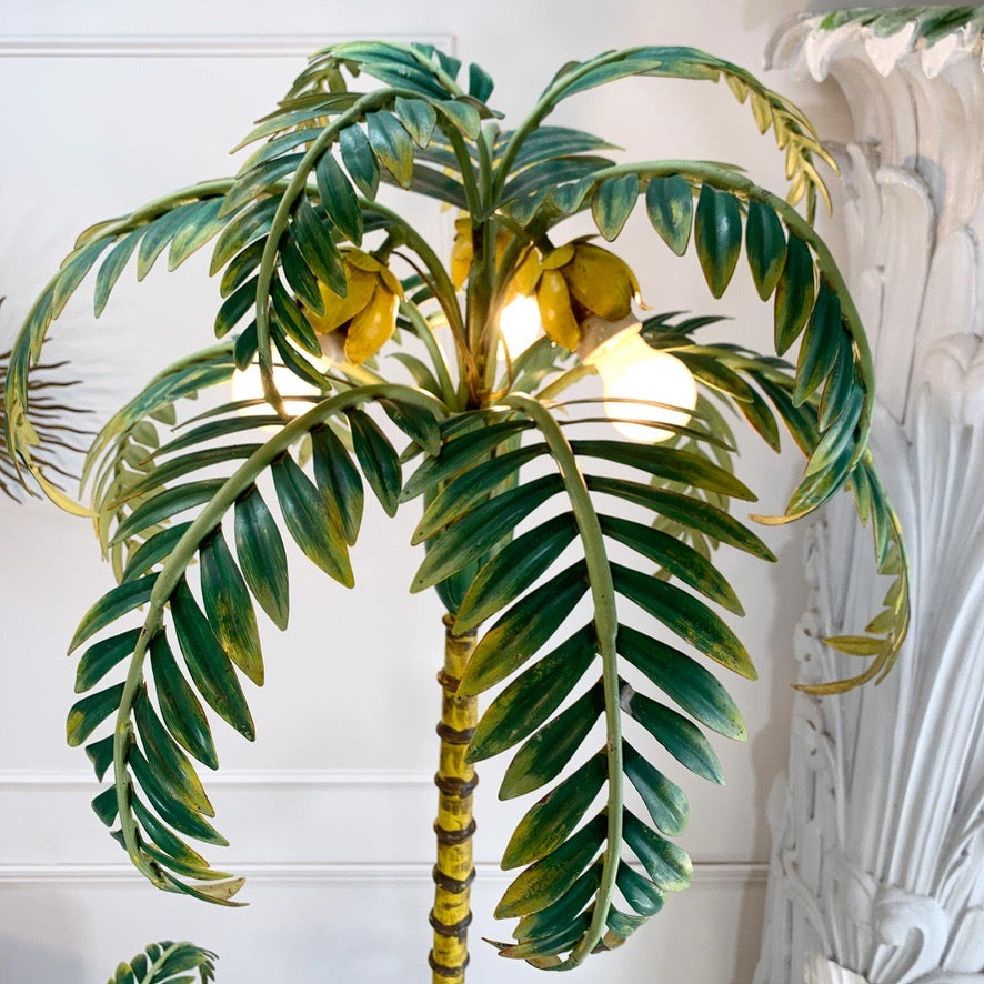 Polychrome Green Palm Tree Floor Lamp France 1940's