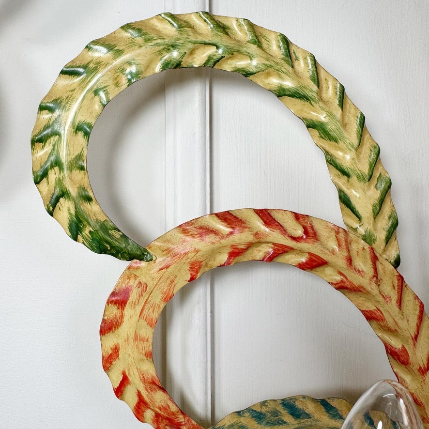 1970's Polychrome Feather Frond Wall Lights
