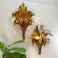 Pair of Italian Gilt Tole Palm Leaf and Coronet Wall Lights