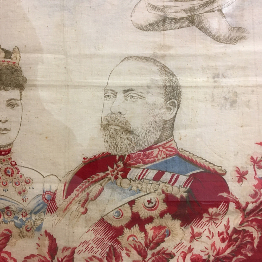 King Edward VII Coronation June 1902 Framed Red Scarf