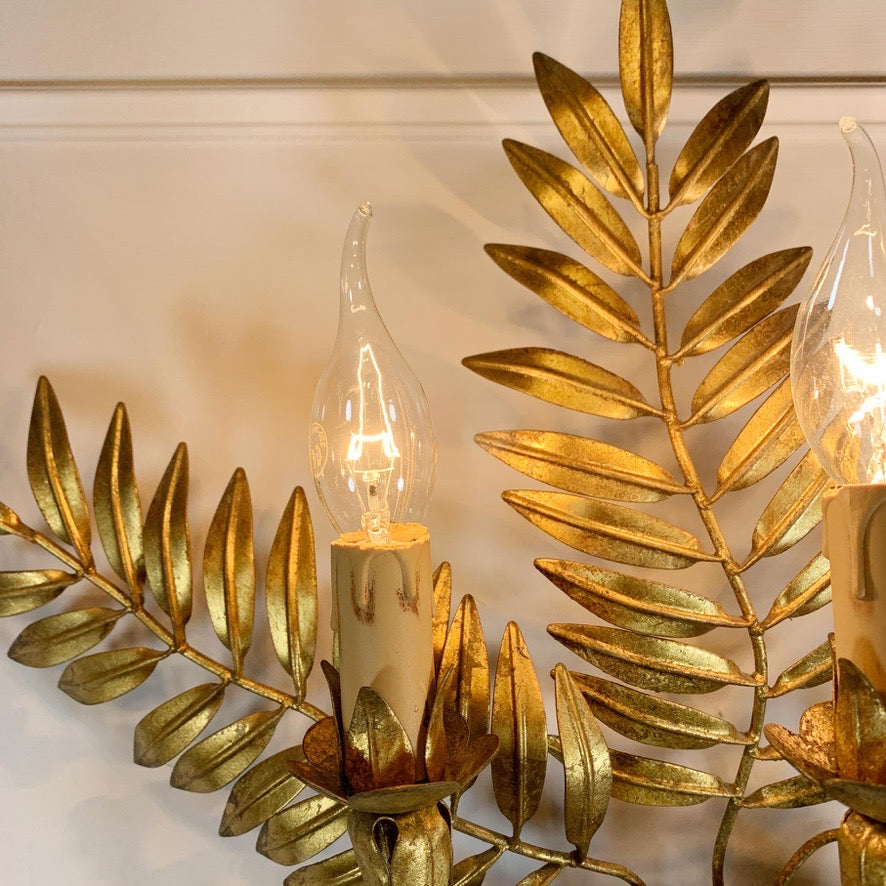 Gold Italian Laurel Leaf Wall Light 1950's