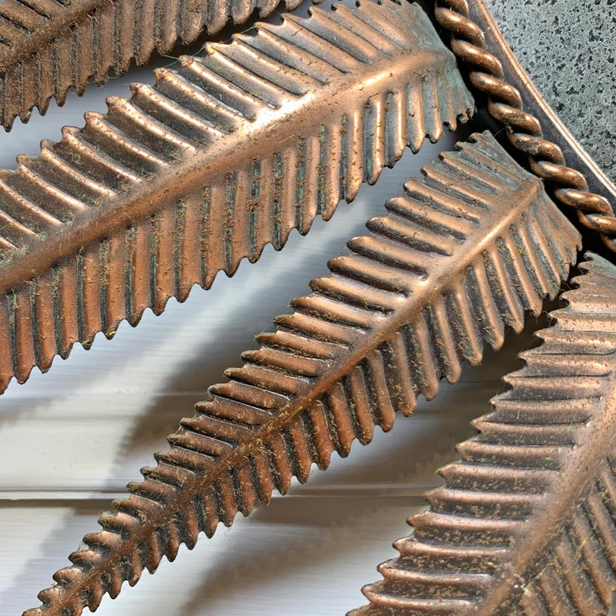 1970's Italian Copper Feathered Sunburst Mirror