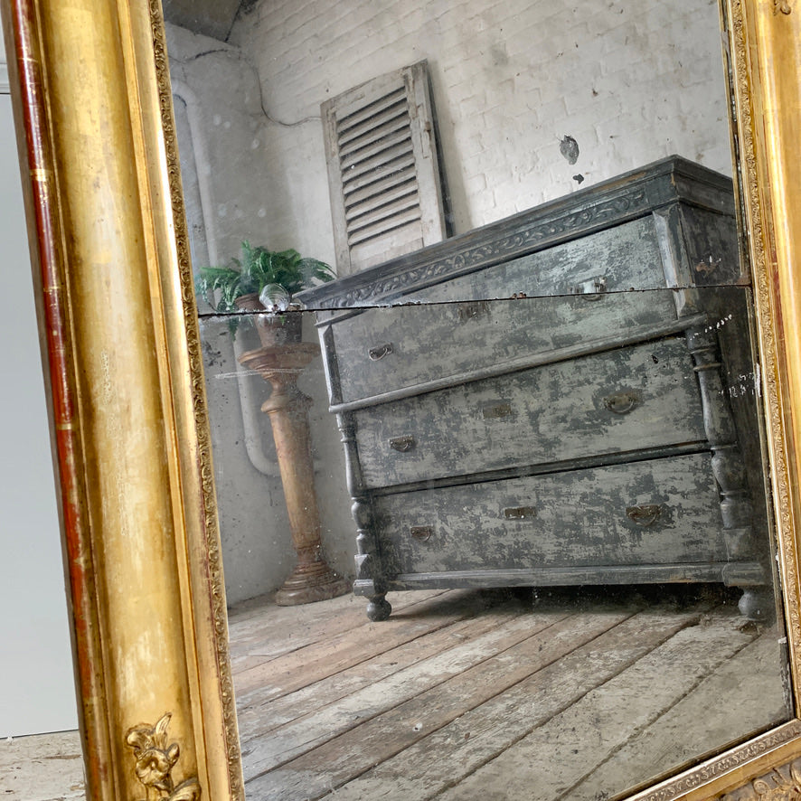 Late 18th Century Split Plate Antique French Gold Mirror