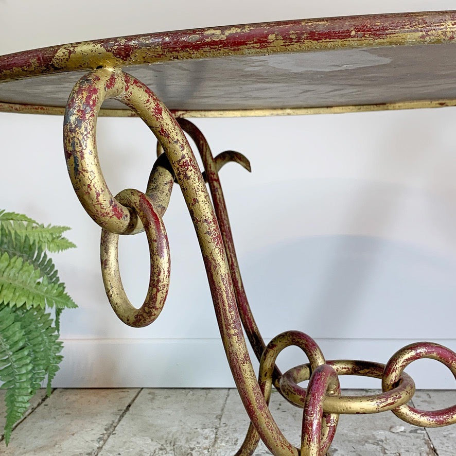 Wrought Iron Gilt Coffee Table by Rene Drouet 1940's