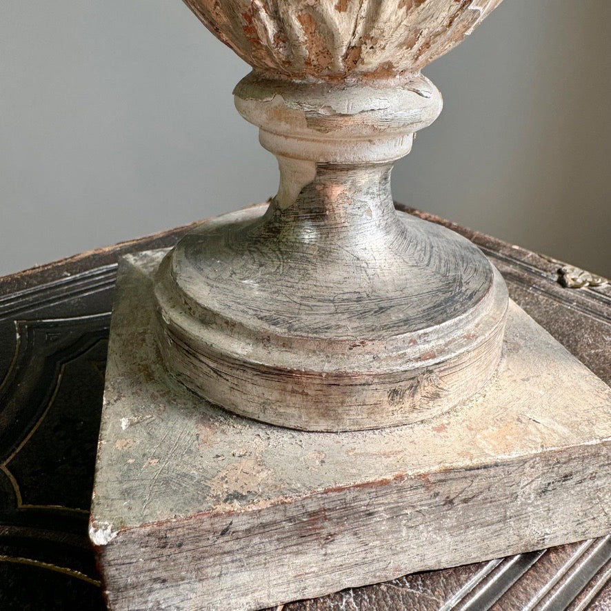 Painted Sunburst Mounted on a Baroque Silver Gilt Altar Vase 18th Century