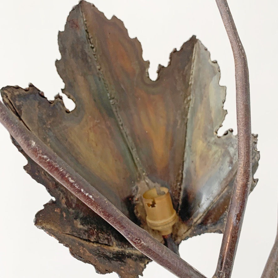 Brutalist Copper Leaf & Branch Wall Sconce