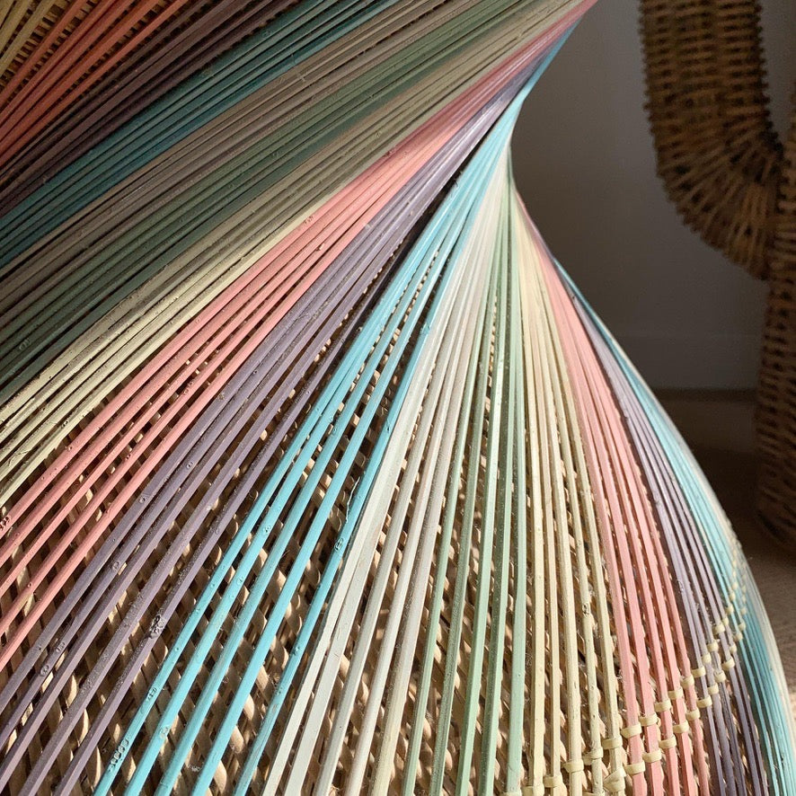 Italian Rainbow Rattan 'Emmanuelle' Peacock Coffee Table 1970's