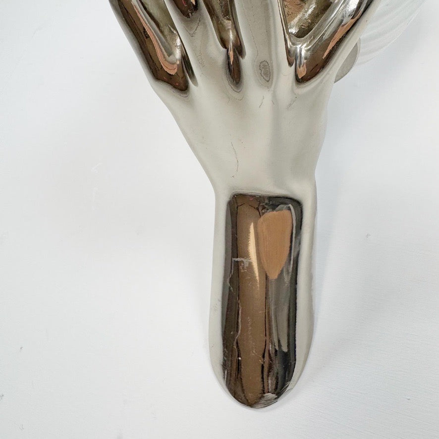 Vintage Maison Arlus Bronze Hand Wall Sconce in Silver France 1970's