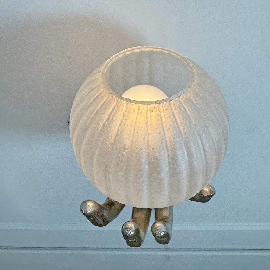 Vintage Maison Arlus Bronze Hand Wall Sconce in Silver France 1970's