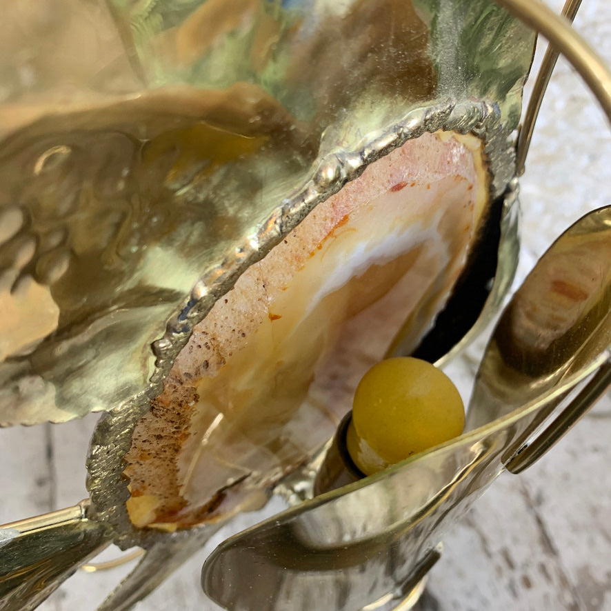 Duval Brasseur Large Gold Agate Angel Fish Lamp