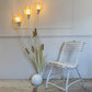 1980's White Bamboo & Bulrush Floor Lamp With Shell Shades
