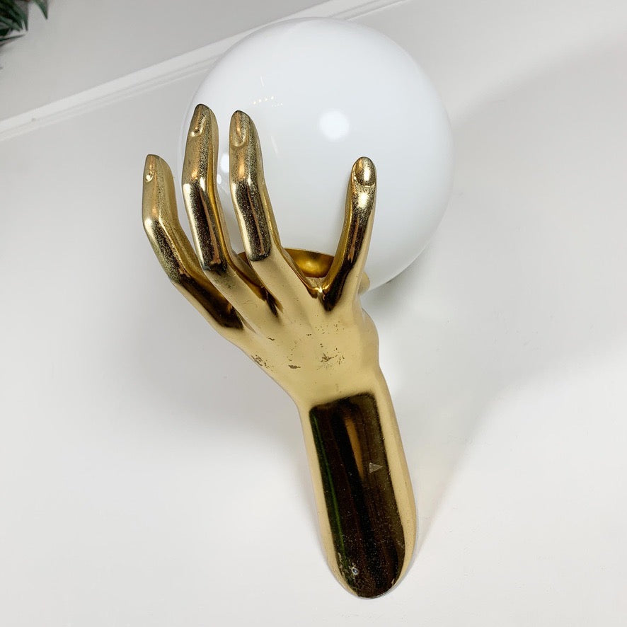 Maison Arlus Gilt Gold Bronze Hand Wall Sconce France 1970's