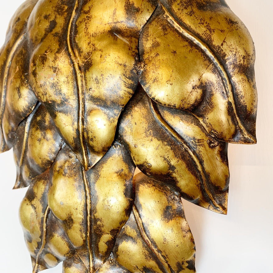 Pair of Gold Italian Leaf and Chain Swag Wall Lights 1950's