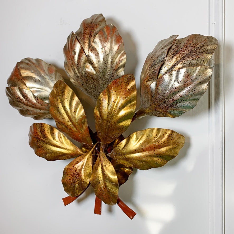 Hans Kogl Gold and Silver Leaf Wall Light