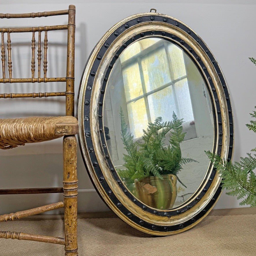 Large Regency Irish Giltwood and Ebonised Wall Mirror