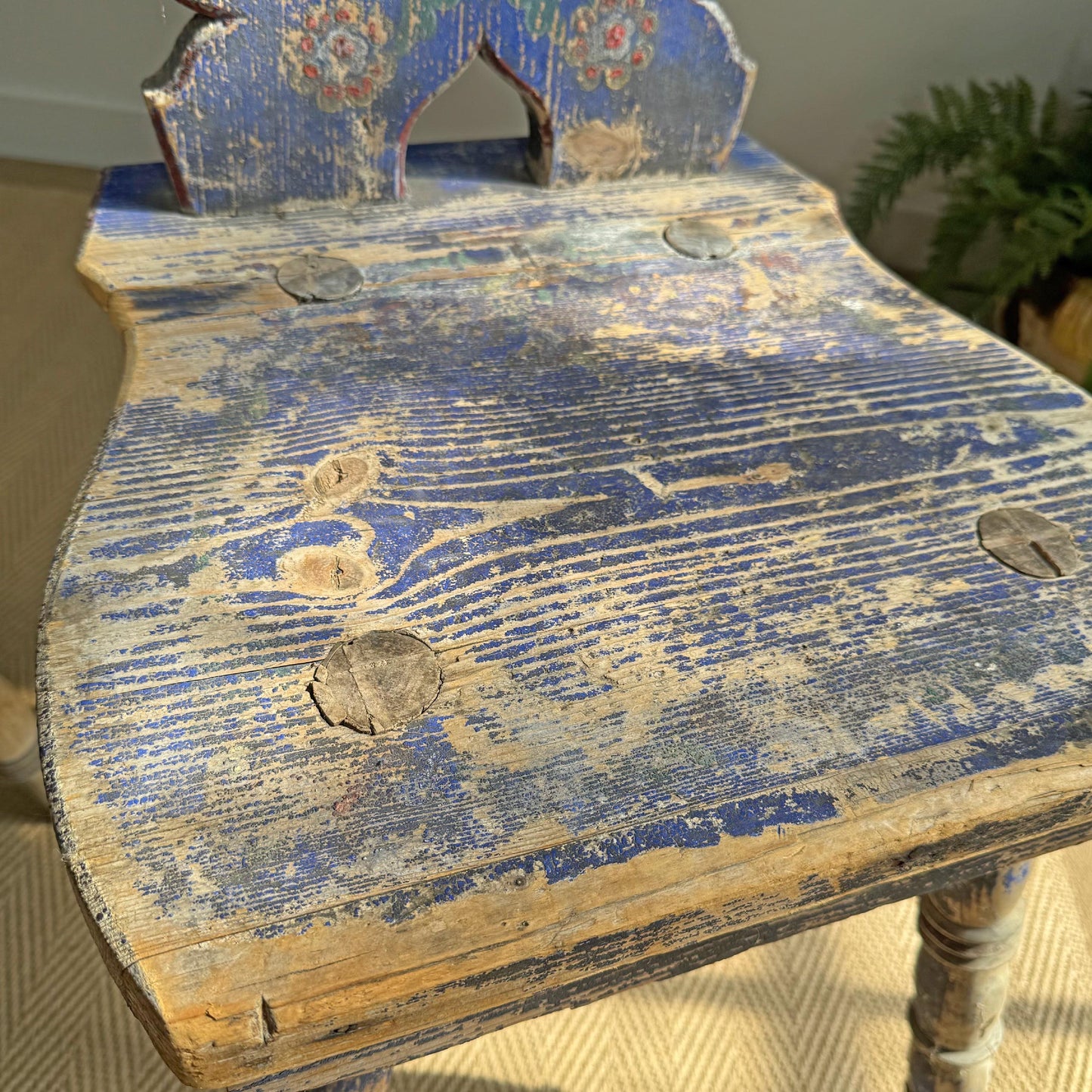 Alpine Blue Painted Folk Art Chairs