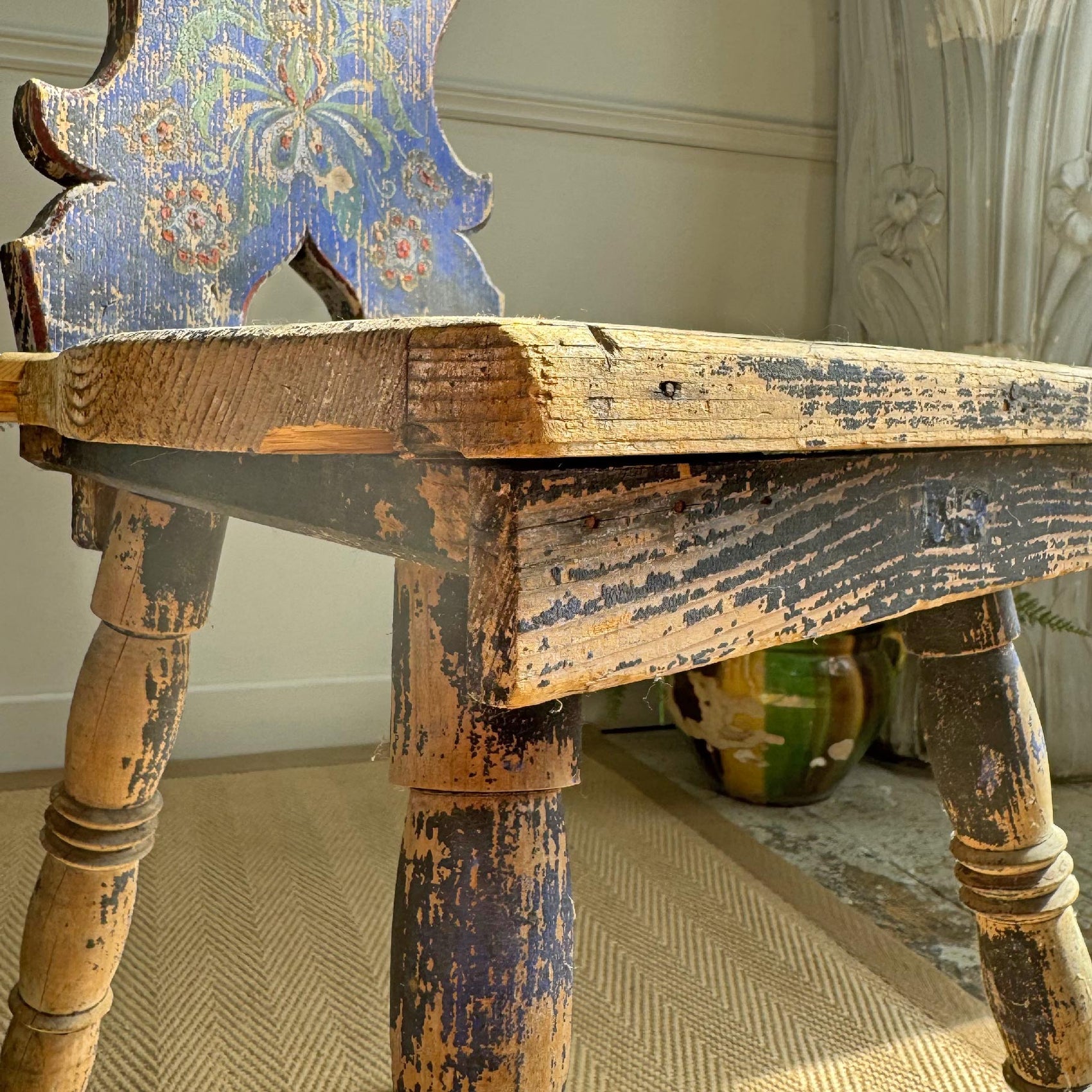 Alpine Blue Painted Folk Art Chairs