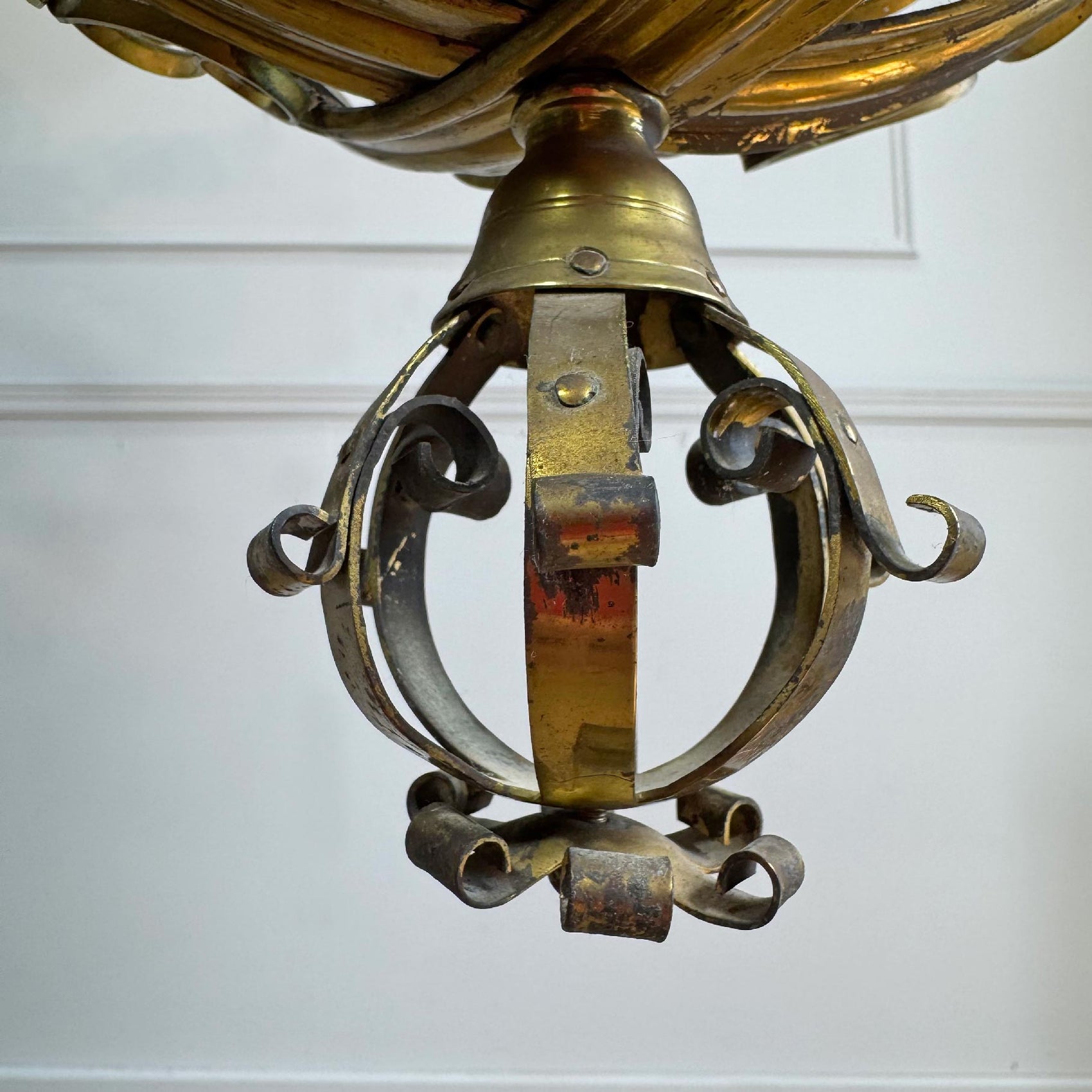 An Exceptional 19th Century Gothic Revival Wrought Iron and Brass Chandelier