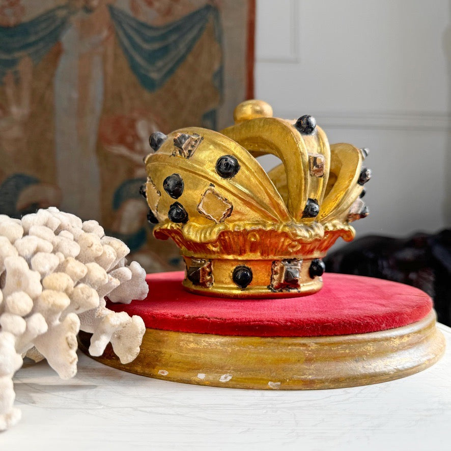 Antique Giltwood and Gesso Catholic Processional Crown